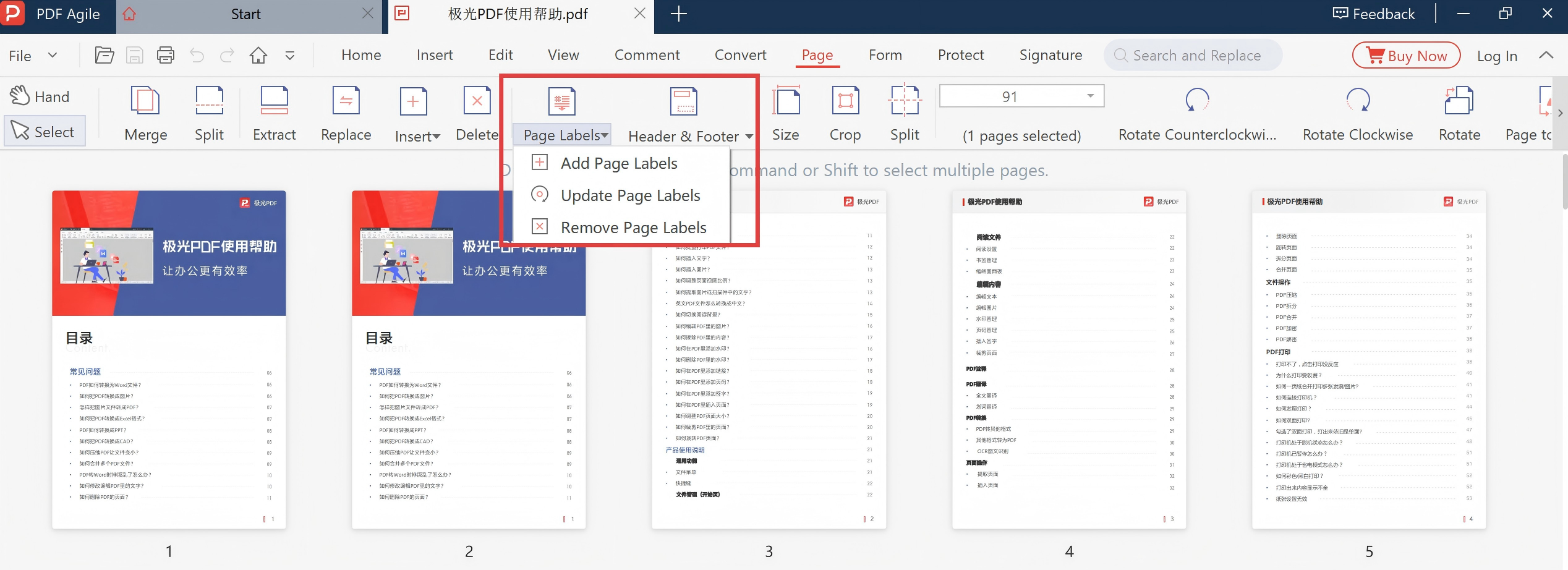 Access Page Numbers Tool - PDF Agile Interface