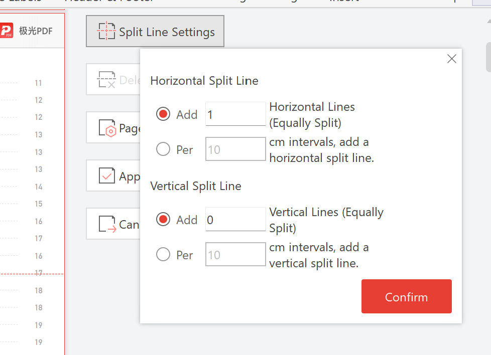 Navigate to Split Pages Tool